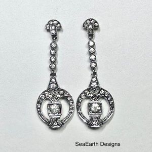 Vintage Art Deco Crystal and Silver Earrings